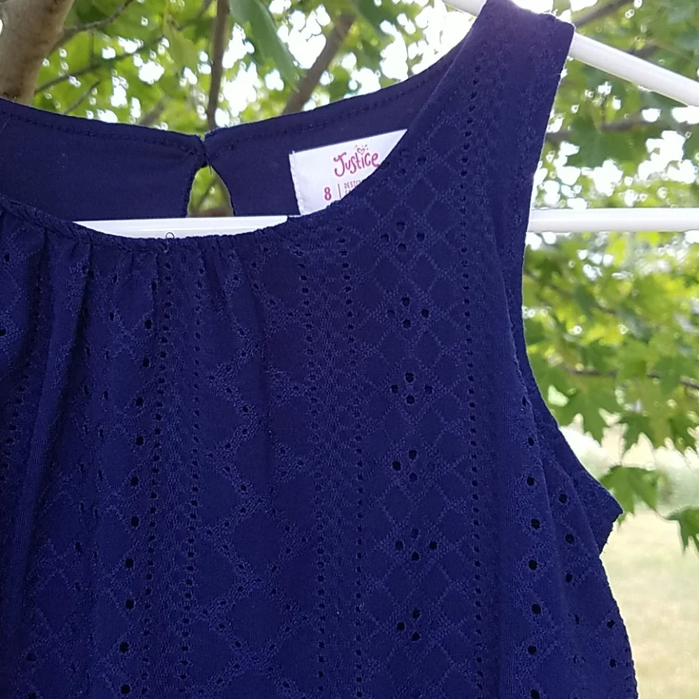 Justice size 8 sleeveless romper navy blue